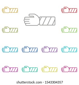 Arm, break, bone, gypsum multi color icon. Simple thin line, outline vector of bone injury icons for ui and ux, website or mobile application