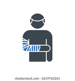 Icono de Asistencia fundida de brazo aislado sobre fondo blanco