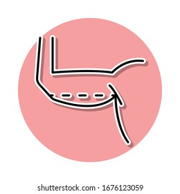 Icono de pegatina de cirugía de celulitis de brazo. Línea delgada simple, contorno vectorial de iconos anti agies para ui y ux, sitio web o aplicación móvil