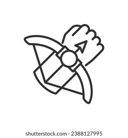 Arm ballesta, icono lineal. Línea con trazo editable
