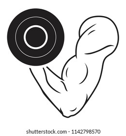 Arm with dumbbell icon Vector.