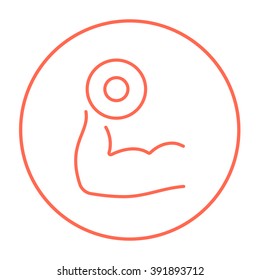 Arm with dumbbell line icon.
