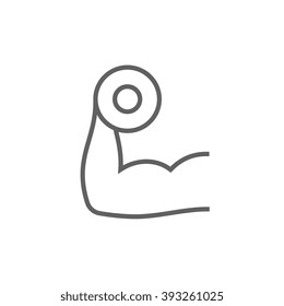 Arm with dumbbell line icon.
