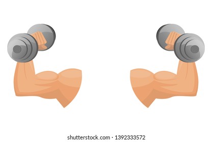 Arm with dumbbell vector design illustration isolated on white background