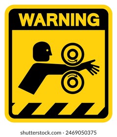 Arm Entangle Rollers Right Warning Sign, Vector Illustration, Isolate On White Background Label .EPS10