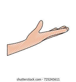 arm extended hand gesture on color crayon silhouette vector illustration