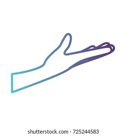 arm extended hand gesture on gradient color silhouette from blue to purple vector illustration