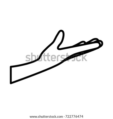 arm extended hand gesture on black silhouette vector illustration