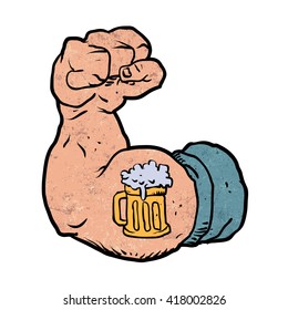 Arm Flexed With Beer Tattoo