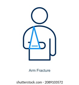 Arm Fracture or Arm Injury Icon Concept