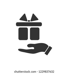 Arm of gift. Icon Flat