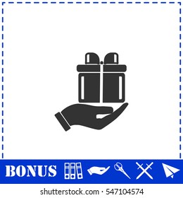 Arm of gift icon flat. Simple vector symbol and bonus icon