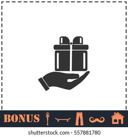 Arm of gift icon flat. Simple vector symbol and bonus icon