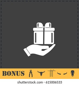 Arm of gift icon flat. Simple vector symbol and bonus icon