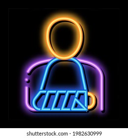 Arm Gipsum Bandage Man Silhouette neon light sign vector. Glowing bright icon transparent symbol illustration