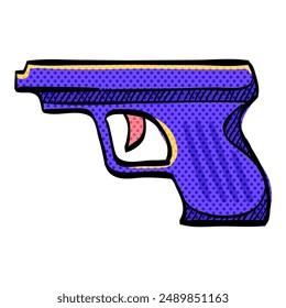 Icono de semitono de pistola de brazo dibujado a mano Ilustración vectorial de color