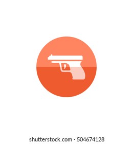 Arm gun icon in flat color circle style. Pistol automatic police justice crime trigger protection