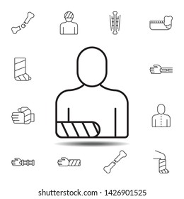 arm gypsum break icon. Simple thin line, outline vector element of Bone injury icons set for UI and UX, website or mobile application