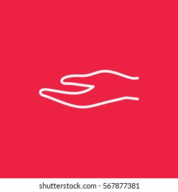 arm hand charity help support sign line icon