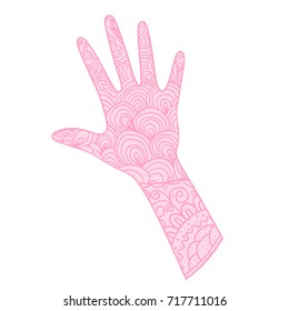 Arm. Hand drawn abstract patterns on isolation background. Design for spiritual relaxation for adults. Print for polygraphy, t-shirts, posters and textiles