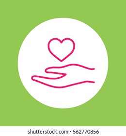arm hand with heart sign line icon
