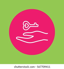 arm hand with key sign line icon