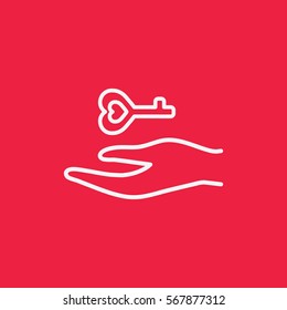 arm hand with key sign line icon