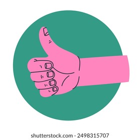 Arm hand with positive sign isolated concept. Vector flat graphic design element illustration