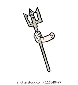 arm holding trident cartoon