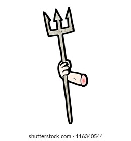 arm holding trident cartoon
