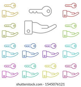 Arm, house, key multi color icon. Simple thin line, outline vector of real estate icons for ui and ux, website or mobile application