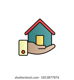 Arm, house, save color gradient vector icon