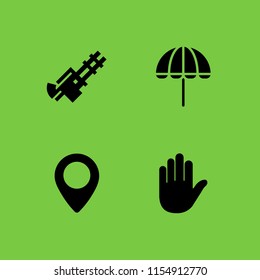arm icon. 4 arm set with hold, umbrella, gun and point vector icons for web and mobile app