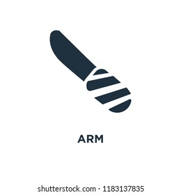 Arm icon. Black filled vector illustration. Arm symbol on white background. Can be used in web and mobile.