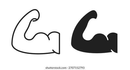 Armsymbol in schwarzem Strich, Vektordesign und flache Volltonversion auf weißem Hintergrund