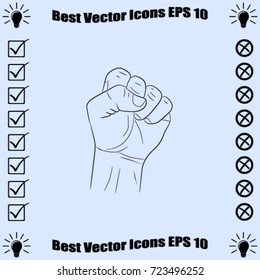 arm icon, fist sketch vector illustration