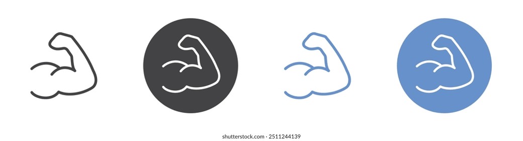 Arm icon Flat set in black and white color