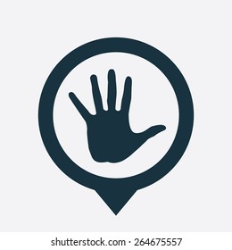 arm icon map pin on white background 