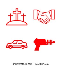 arm icon set about hand, crucifixion, gun and line car vector set