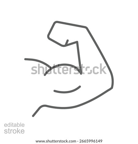 Arm icon. Simple outline style. Muscle, strong, power, protein, strength, bicep, man, hand, flex, body, muscular, exercise, health concept. Thin line symbol. Vector isolated design editable stroke