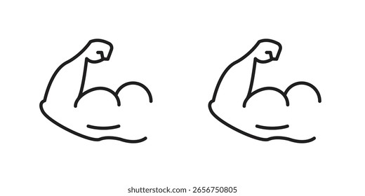 Arm icon symbol set in black. line and flat icons