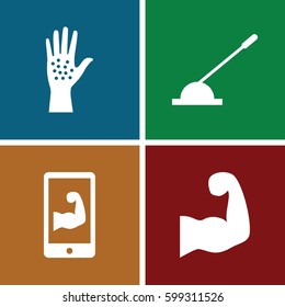 arm icons set. Set of 4 arm filled icons such as 