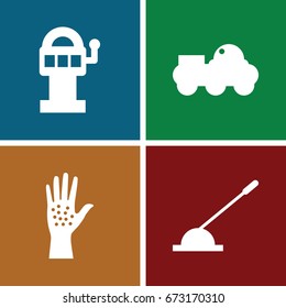 Arm icons set. set of 4 arm filled icons such as robot