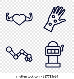 Arm icons set. set of 4 arm outline icons such as heart with muscles