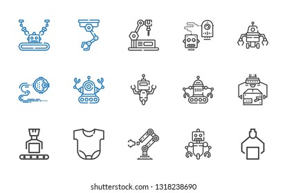 arm icons set. Collection of arm with robot, industrial robot, body. Editable and scalable arm icons.