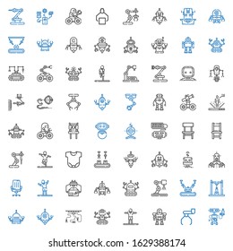 arm icons set. Collection of arm with robot, stretching, industrial robot, chair, body. Editable and scalable arm icons.