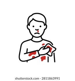 Arm Injury Icon Containing bleeding arm, wound care, injury, and outline illustration. Outline illustration