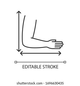 Arm length pixel perfect linear icon. Thin line customizable illustration. Bespoke clothing making contour symbol. Sleeve size specification. Vector isolated outline drawing. Editable stroke