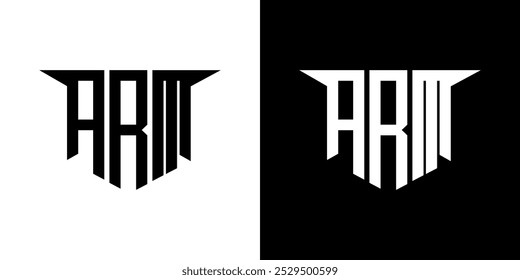 ARM letter logo design with white background in illustrator, vector logo modern alphabet font overlap style, calligraphy designs for logo, Poster, Invitation, etc.