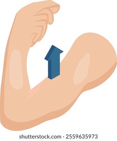 Arm lift surgery isometric concept, saggy arms or Brachioplasty vector icon design, beauty personal care symbol, cosmetic dermatology sign, body aesthetics stock illustration